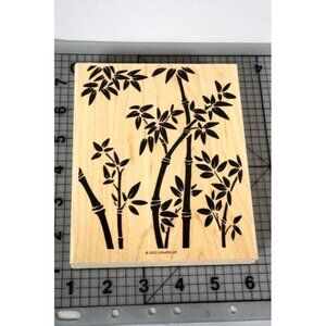NEW! Stampin' Up! 2000 Bamboo Large Wood Mounted Rubber Stamp with Case